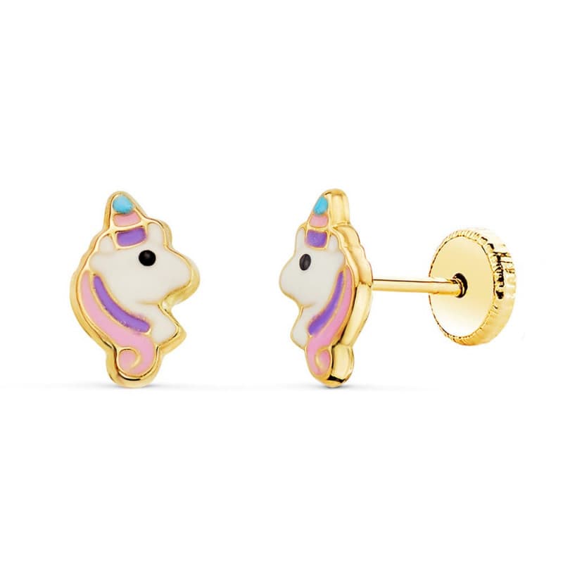 Boucles d'Oreilles Or Jaune - Licornes