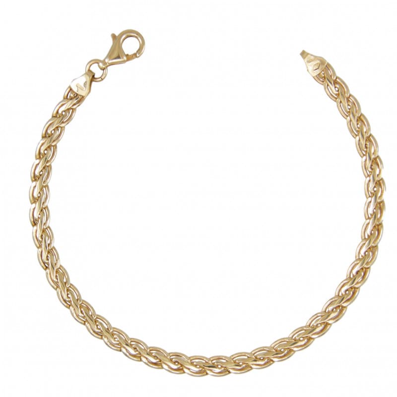 Bracelet Or Jaune Maille Palmier "Plate" - 22cm