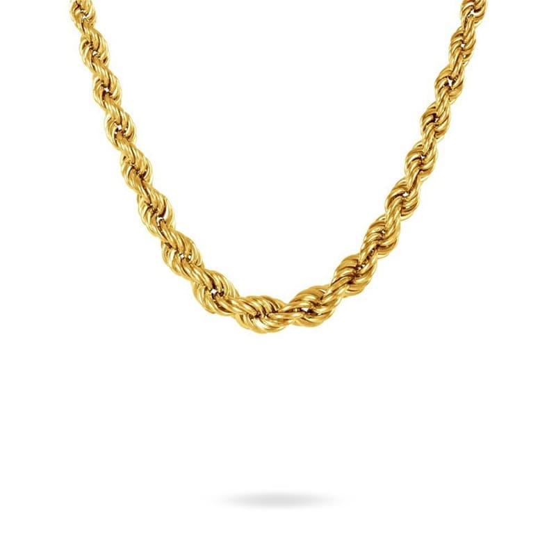 Collier Femme Maille Corde en Chute - Or Jaune