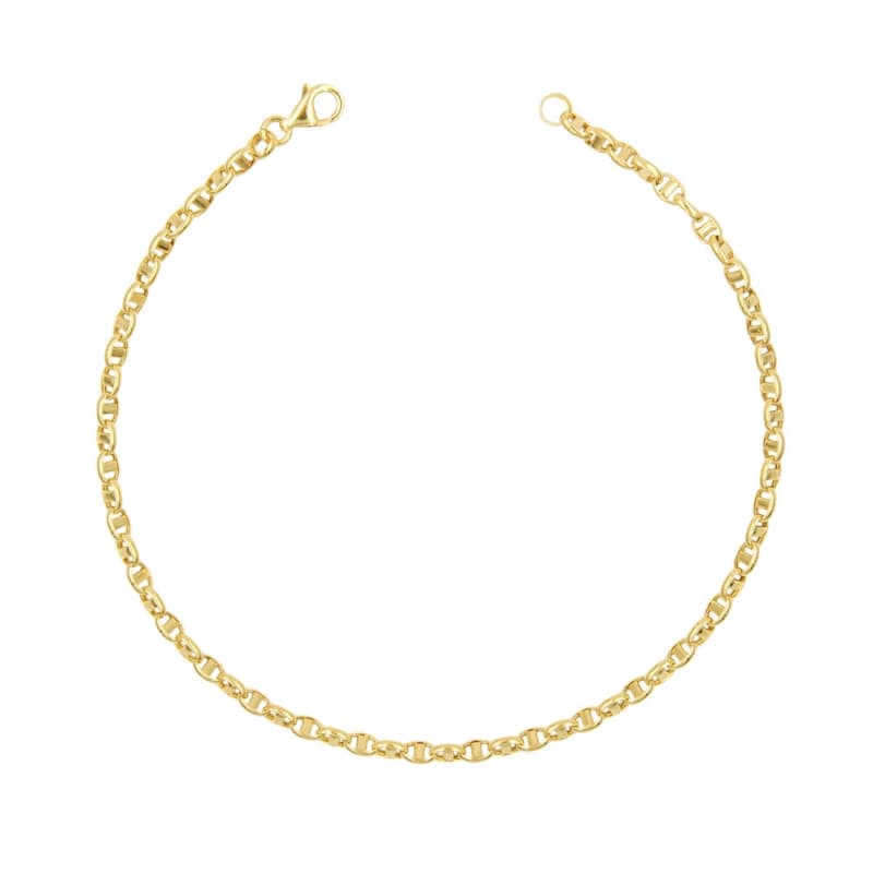 Bracelet Or Jaune Maille Marine Alternée - Homme