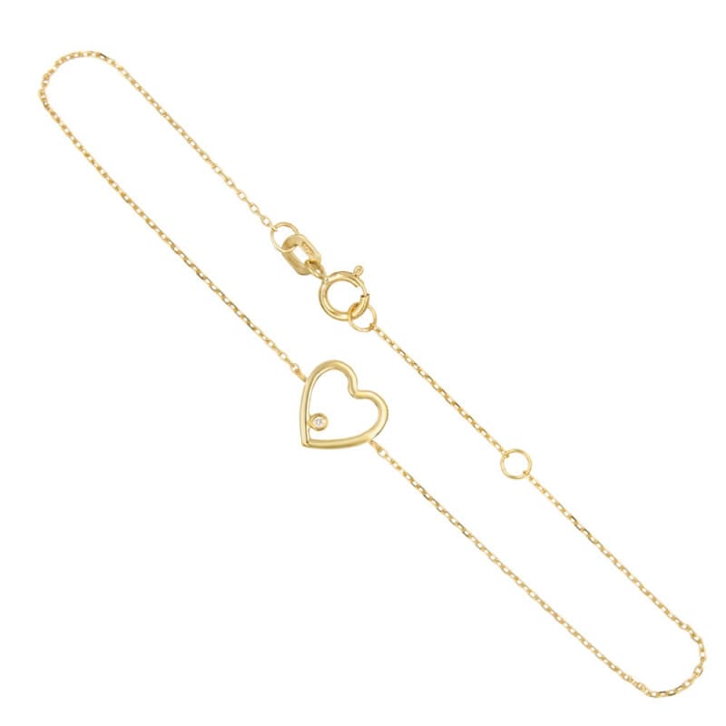 Bracelet Or Jaune et Diamant - Motif Coeur