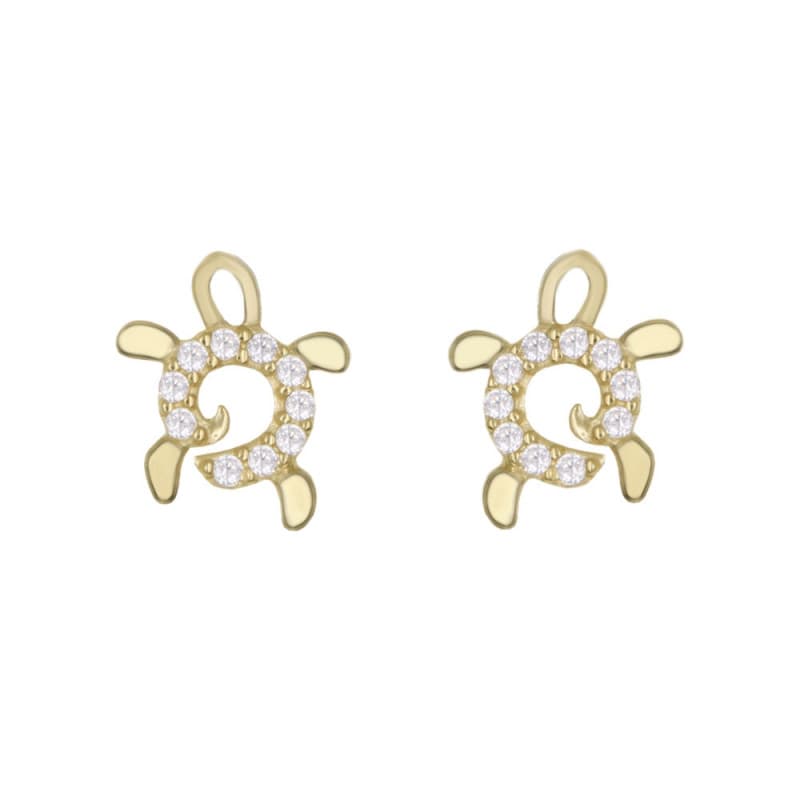 Boucles d'Oreilles Or Jaune Tortue - Enfant