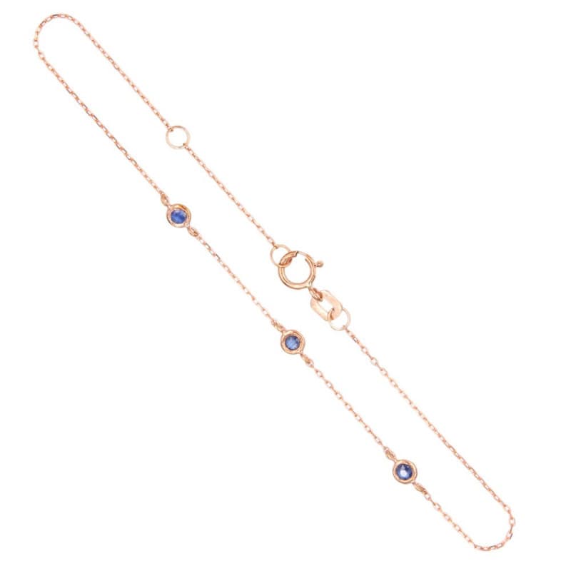 Bracelet Or Rose et Saphirs Bleus