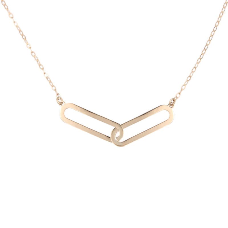 Collier Or Jaune - Anneaux Enlacés - Femme