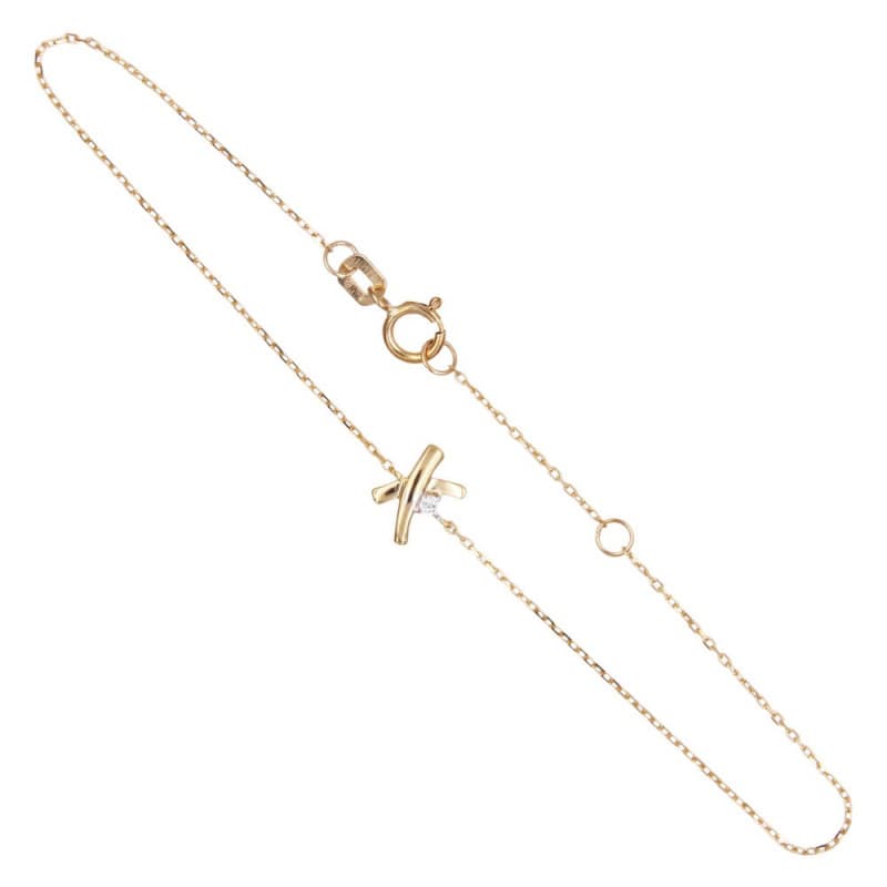 Bracelet Or Jaune - Noeud Serti d'un Zirconium