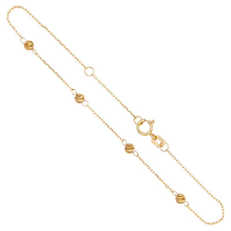 Bracelet Or Jaune - Boules Diamantées