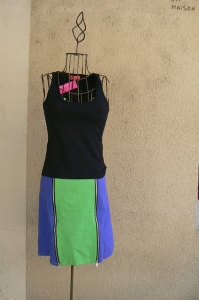 Jupe zip réversible Saya (Bleu/vert) - Extra-large