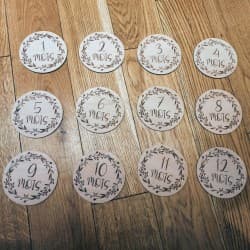 Lot de 12 Cartes-étapes bébé - 100% bois