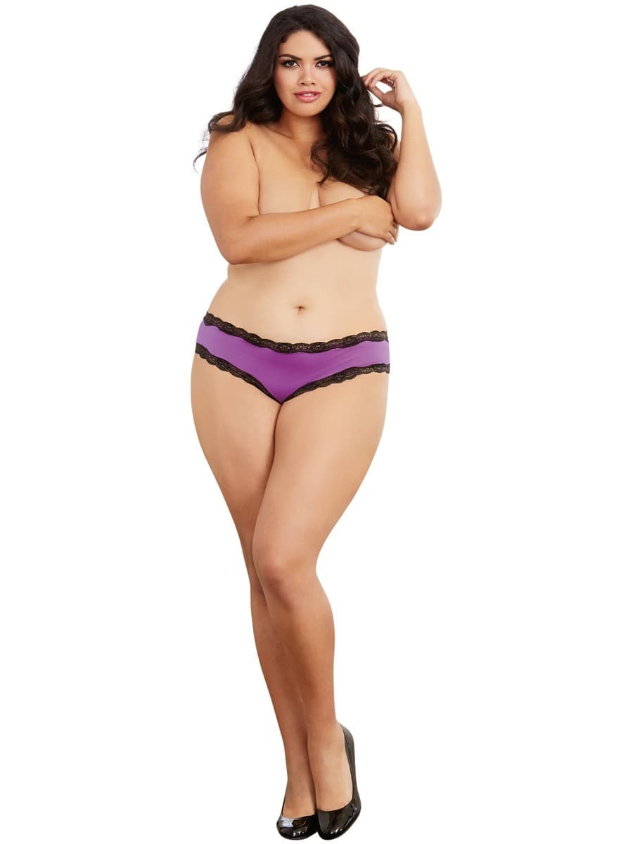 Panty violet grande taille avec laçage sur l'arrière