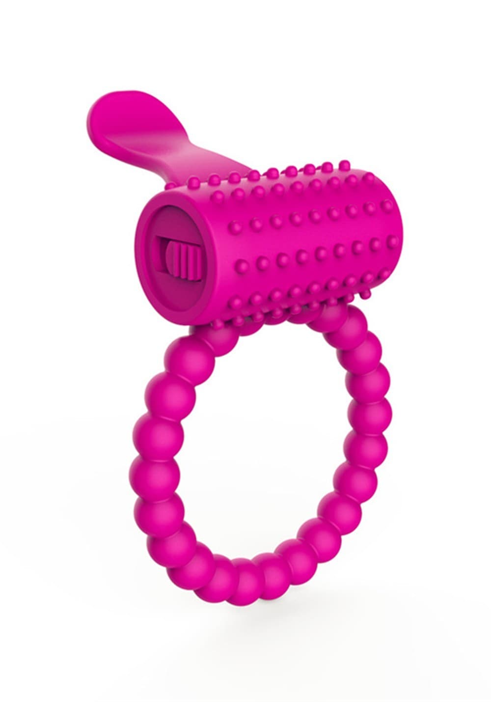 Anneau fuchsia vibrant silicone avec langue picots
