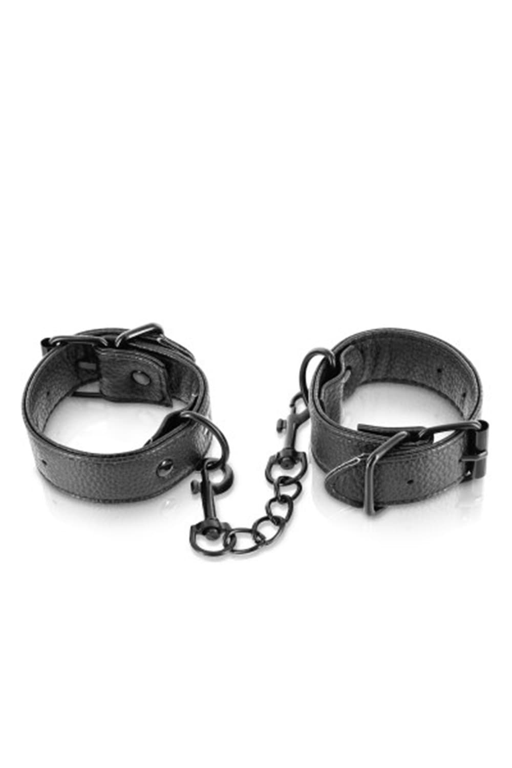 Menottes simili cuir noir ajustables Fetish Tentation