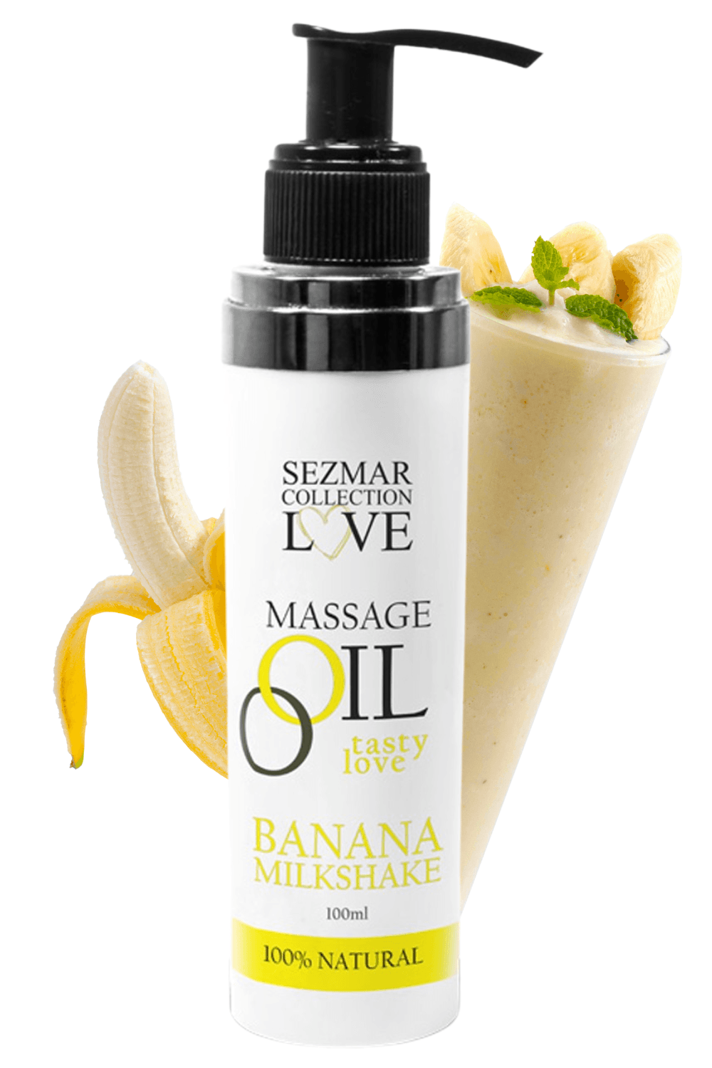 Huile de massage comestible milkshake banane 100% naturelle 100ml