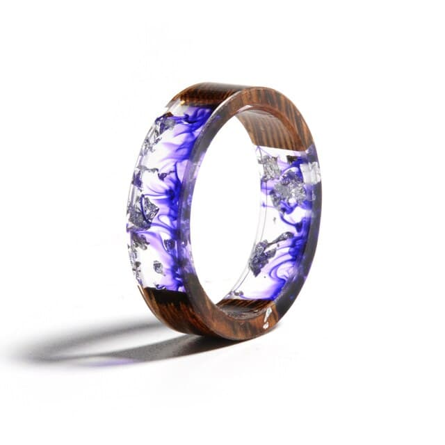 Bague en Bois Avec Résine Violet 6.5