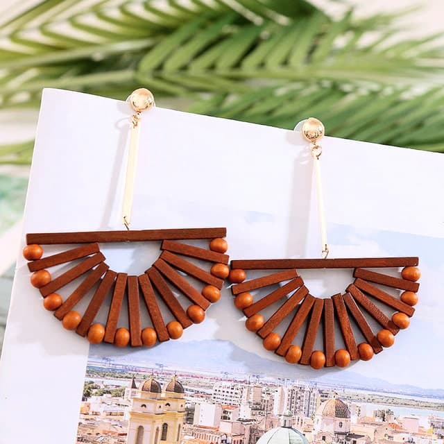 Boucles d'Oreilles Ethnique en Bois