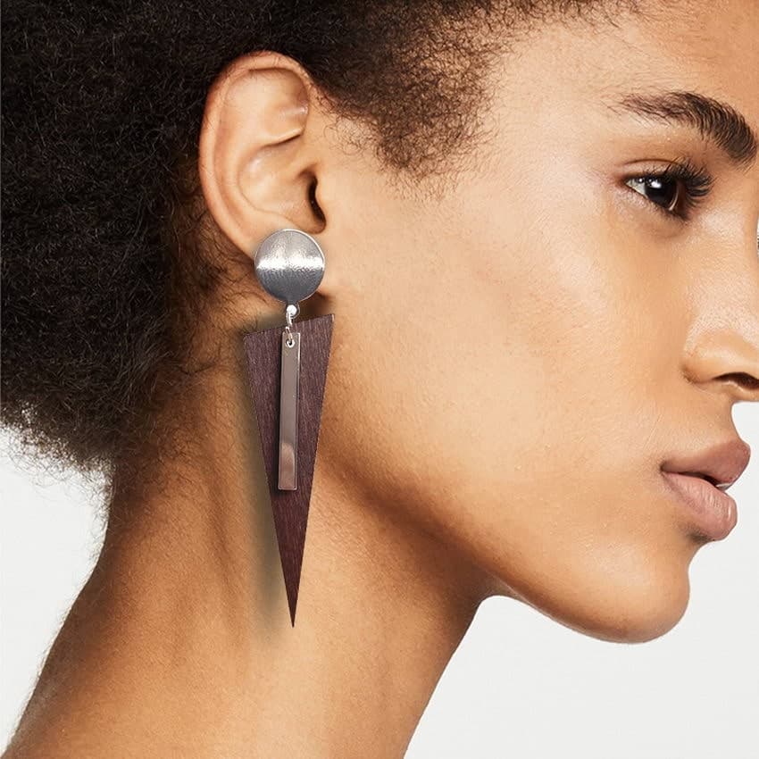 Boucles d'Oreilles en Bois et Argent
