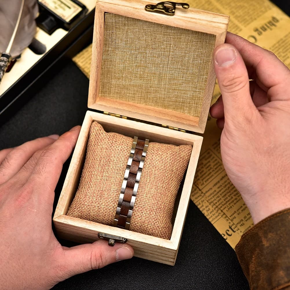 Bracelet Homme Acier et Bois
