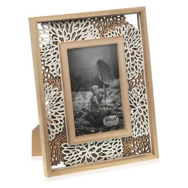 Cadre Photo Floral en Bois 10x15