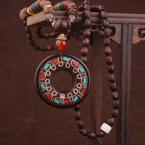 Collier en Bois Népalais