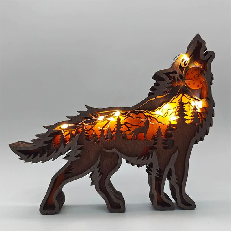 Décoration de Noël Loup en Bois