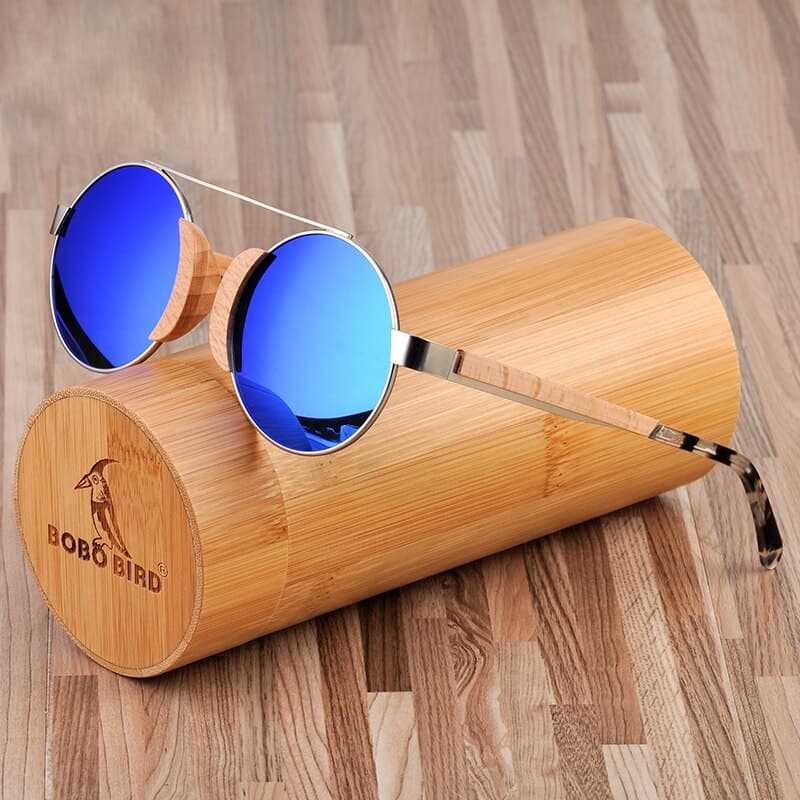 Lunettes de Soleil en Bois Ronde Noir