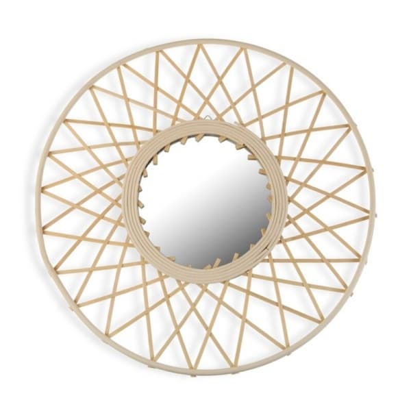 Miroir Rond en Rotin et en Bambou