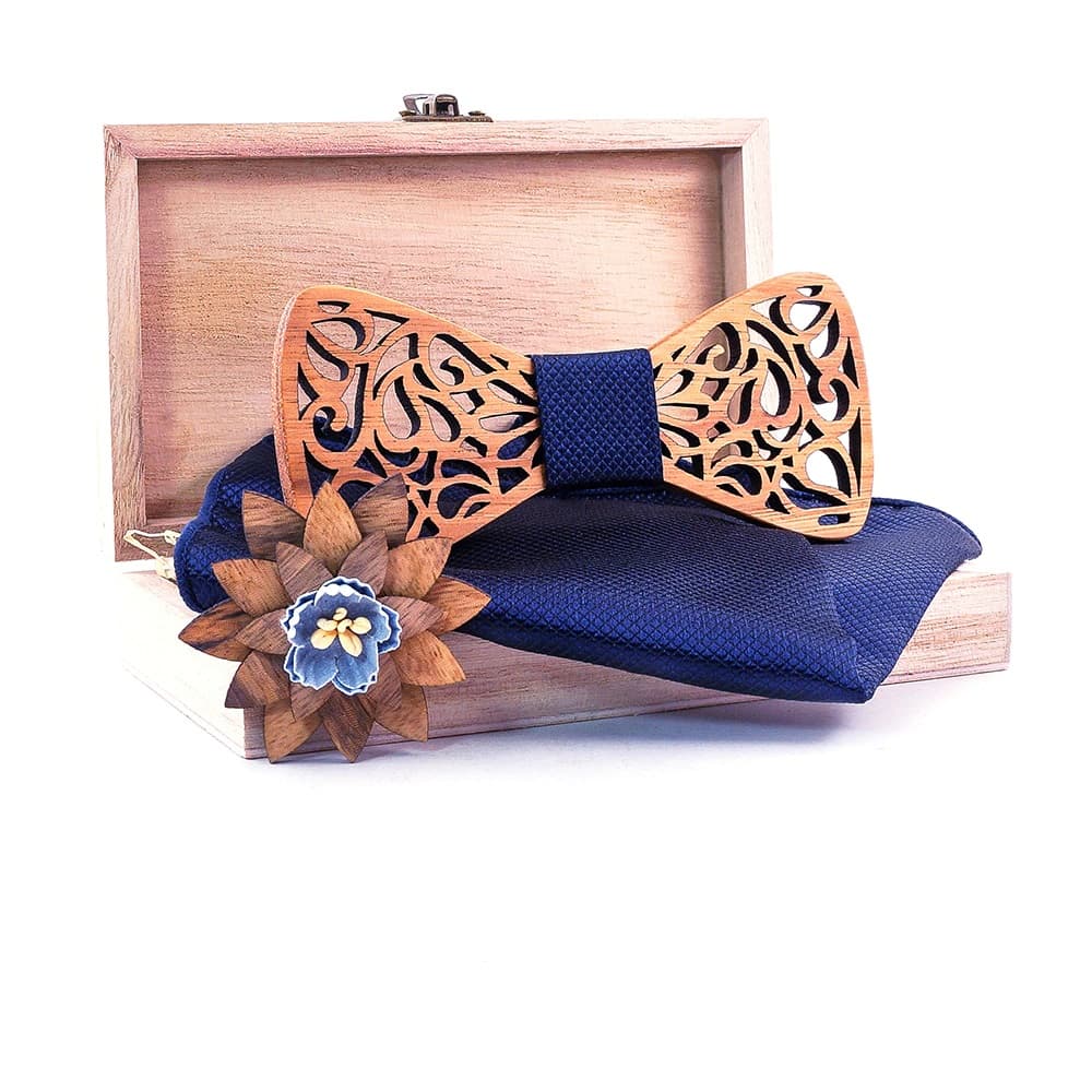 Noeud Papillon en Bois Bleu Marine