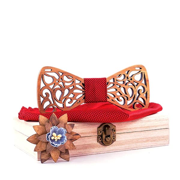 Noeud Papillon en Bois Rouge