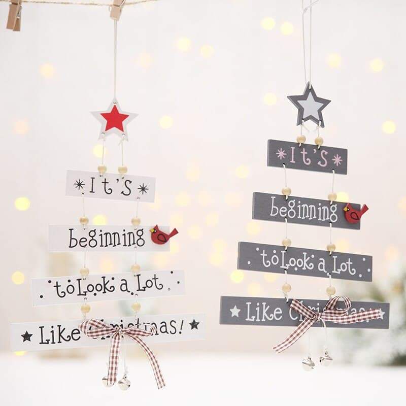 Pancarte Décoration de Noël en Bois Blanc