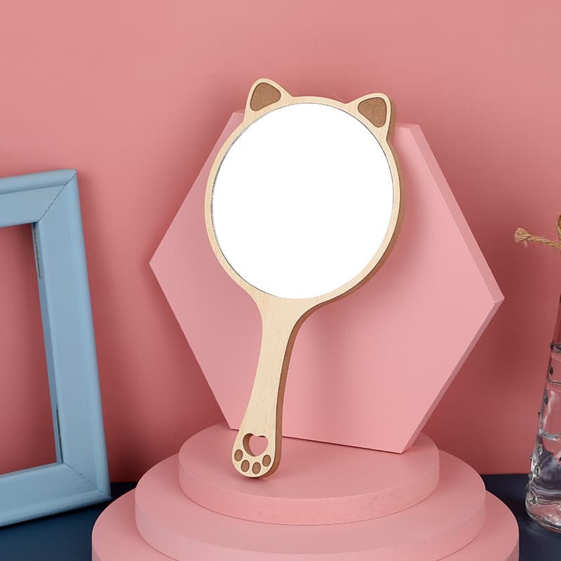 Miroir de Maquillage Avec Poignée Chat