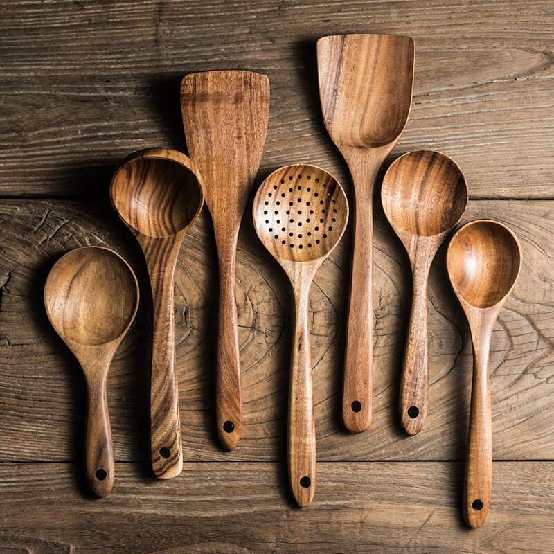 Set complet d'Ustensiles de Cuisine en Bois