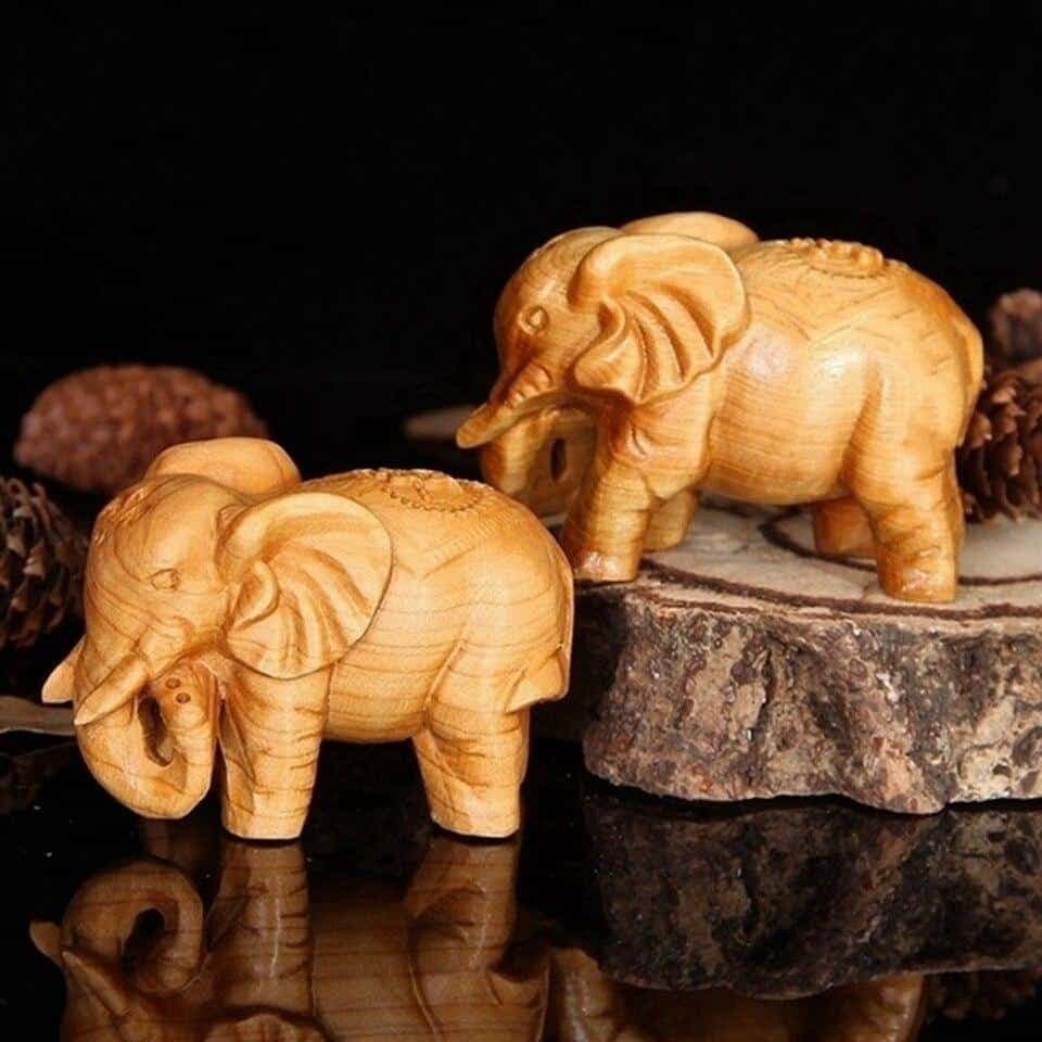 Mini Statue éléphant en Bois