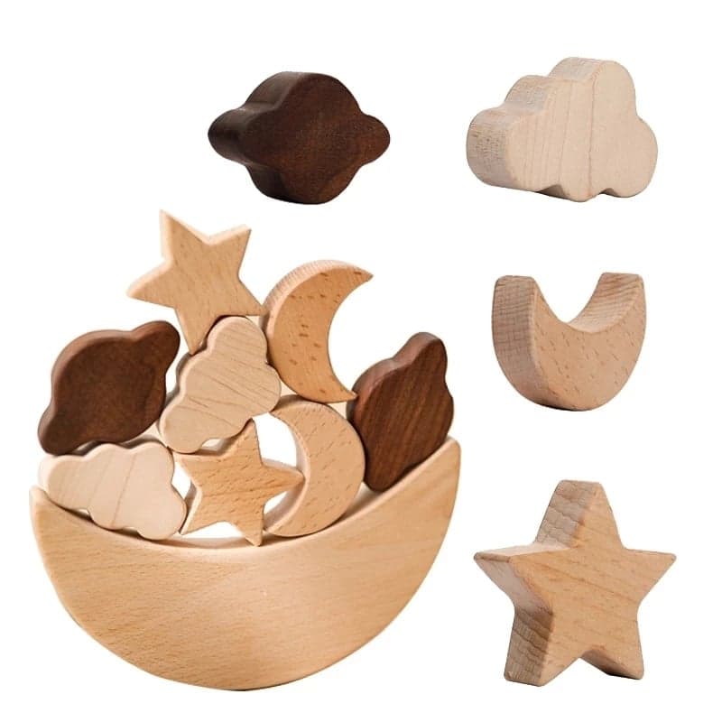 Jeu d'inspiration Montessori avec lune, étoiles et nuages