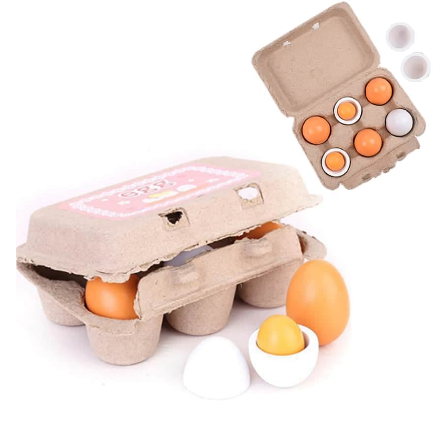 Jeu de simulations d'œufs en bois pour enfants
