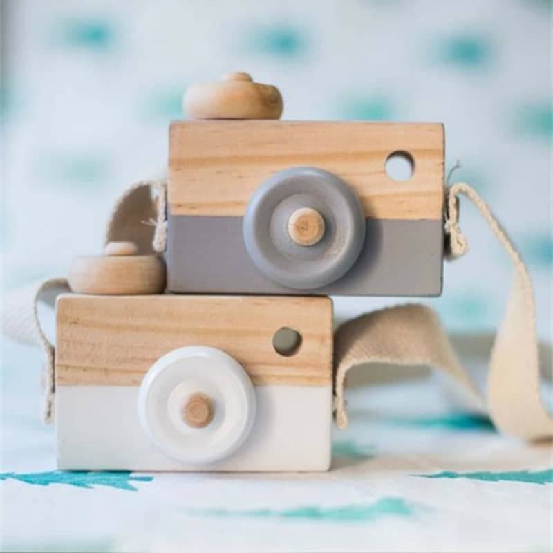 Appareil photo nordique en bois pour enfants Gris