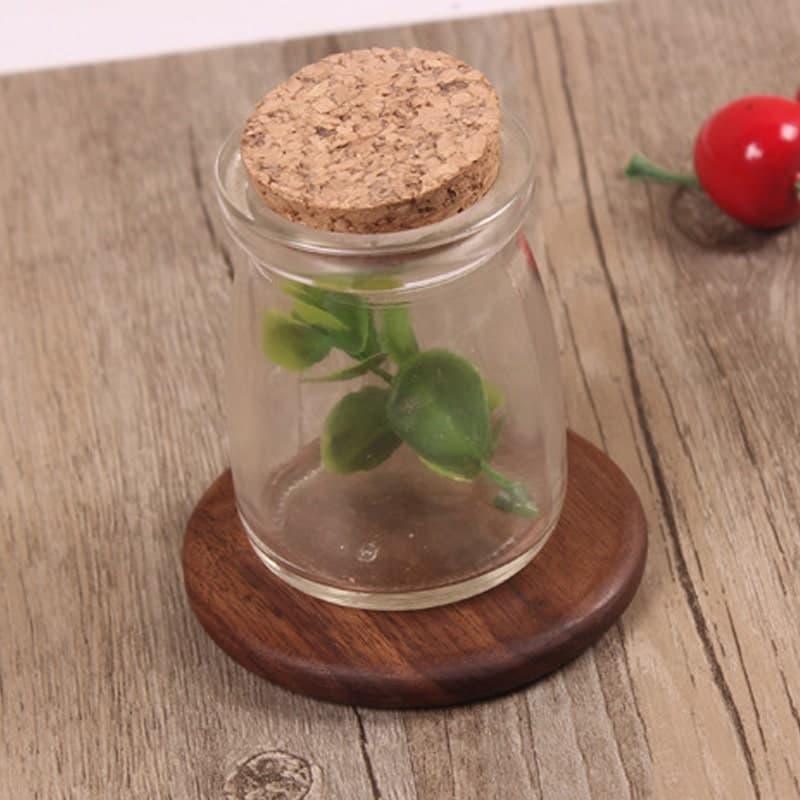 Dessous de verre rond en bois de noyer durable Beige