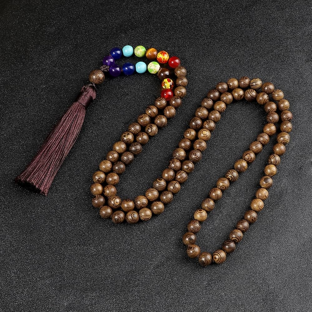 Collier de perles en bois avec 108 perles Mala