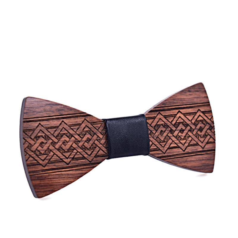 Noeud papillon en bois à motif graphique gravé pour homme