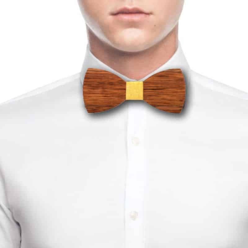 Nœud papillon en bois pour homme de haute qualité Jaune