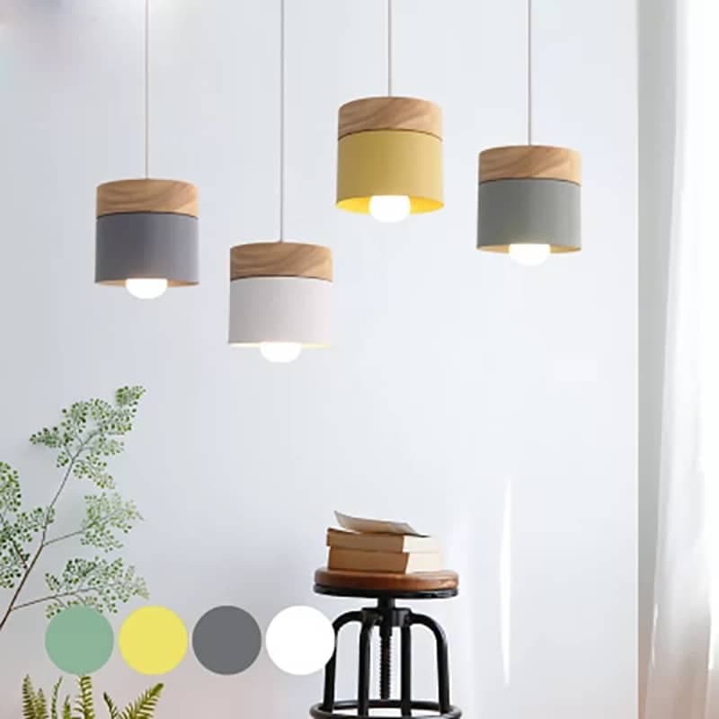 Décoration bois luminaire suspendu style nordique Jaune