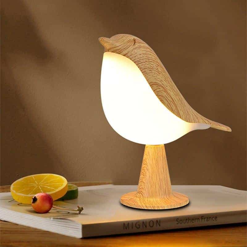 Décoration bois lumière de chevet en forme d'oiseau Marron