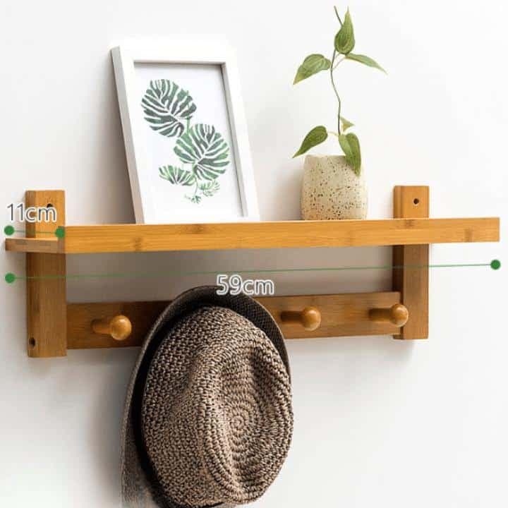 Porte-manteau en bois mural avec étagère L