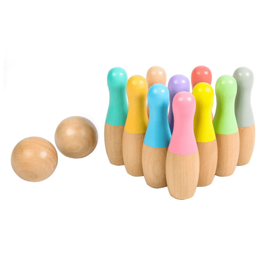 Jeu de Quilles en Bois Semi-Coloré