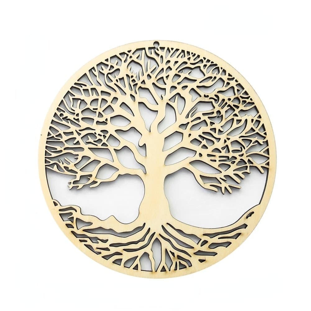 Arbre de Vie en Bois Rond et Doré