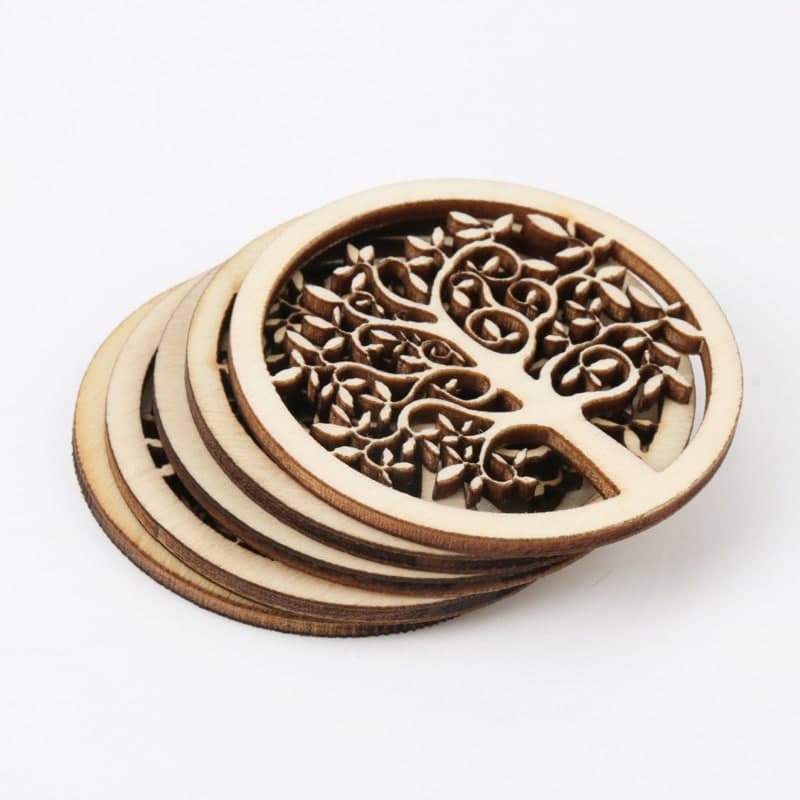 Lot de Dix Arbres de Vie en Bois Artisanaux
