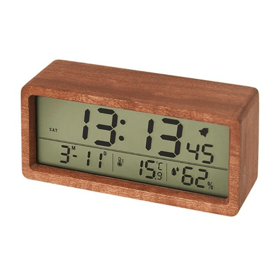 Réveil en Bois Numérique avec Ecran LCD