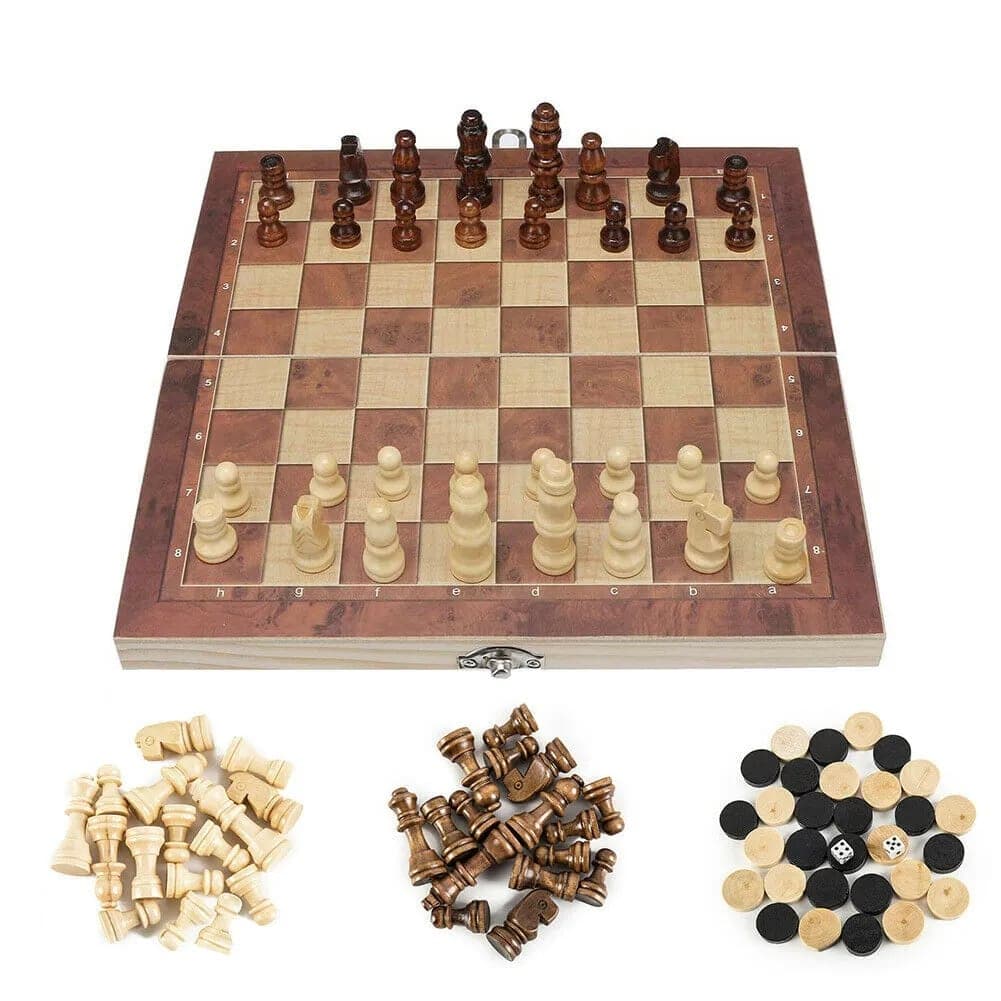 Jeu d'Echec en Bois Pliant et Portable