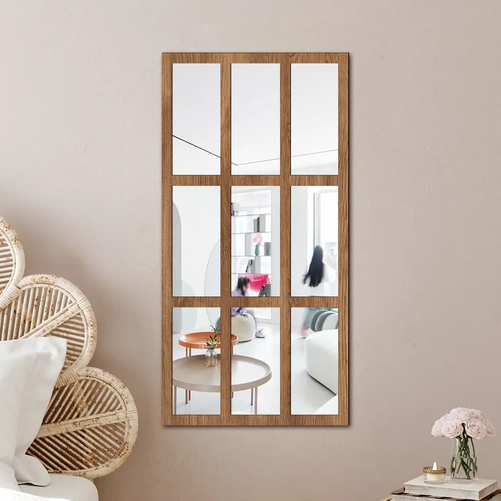 Miroir rectangulaire en bois design Marron