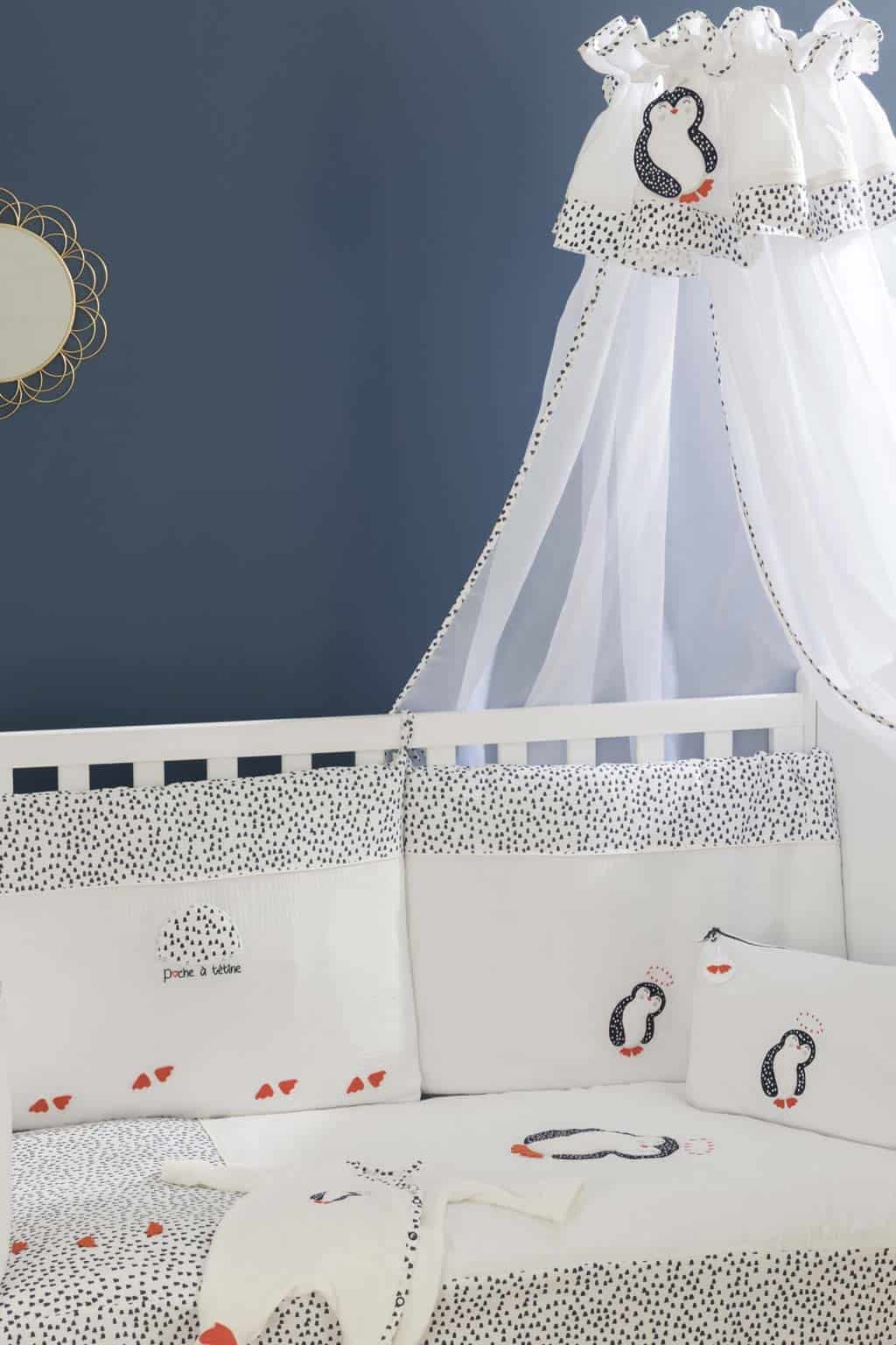 Ciel De Lit Bébé Pingouin Blanc Ciel De Lit Seul