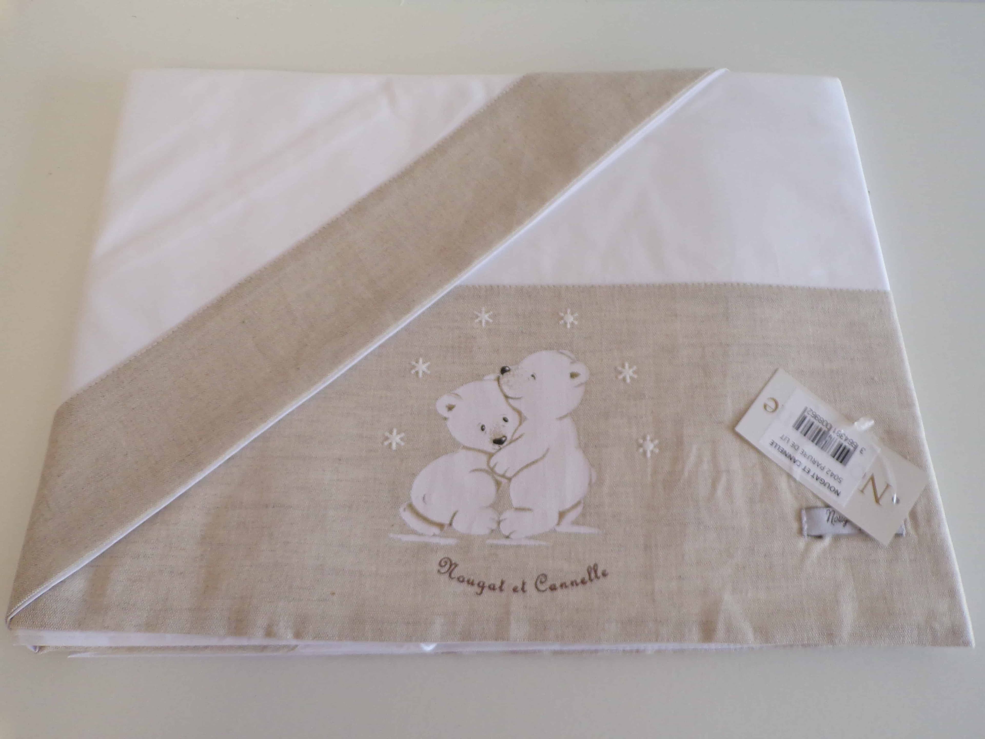 Parure De Lit Bébé Tissu Beige Nougat & Cannelle
