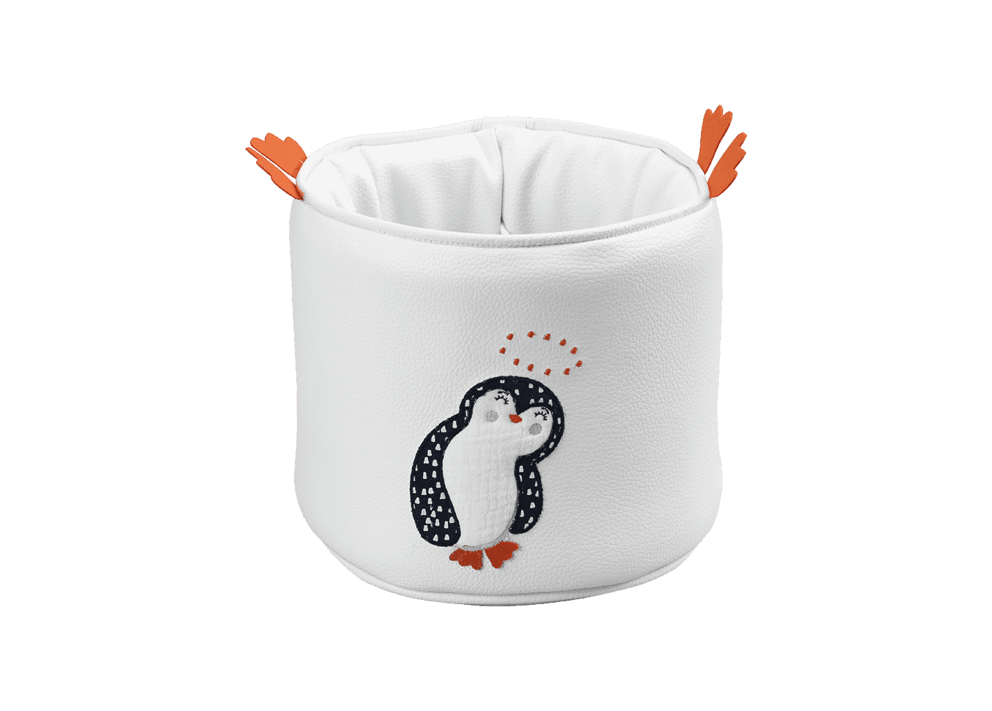 Corbeille De Toilette Ronde Pingouin Blanc